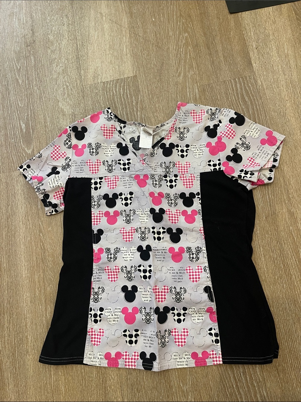 Kids Pink & Black Printed Short Sleeve Top